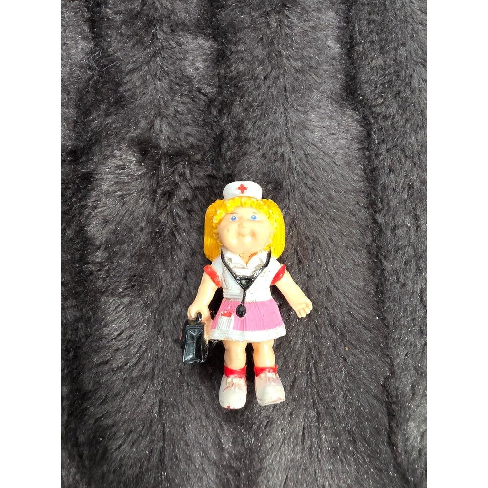 Vintage 1984 Cabbage Patch Kids PVC Nurse Miniature Figure Blonde Pink White 2in